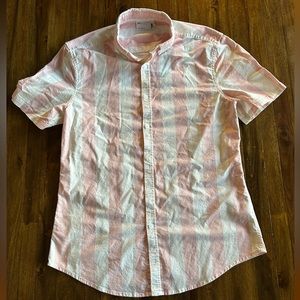 ASOS Design vertical striped white shirt with pink stripes Size Large Slim Fit
